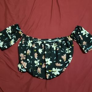 SHEIN floral off the shoulder crop top